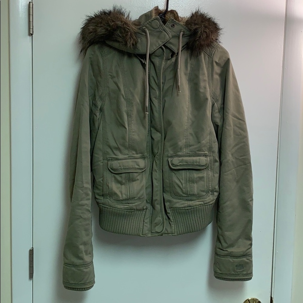 Ruehl faux fur lined bomber jacket